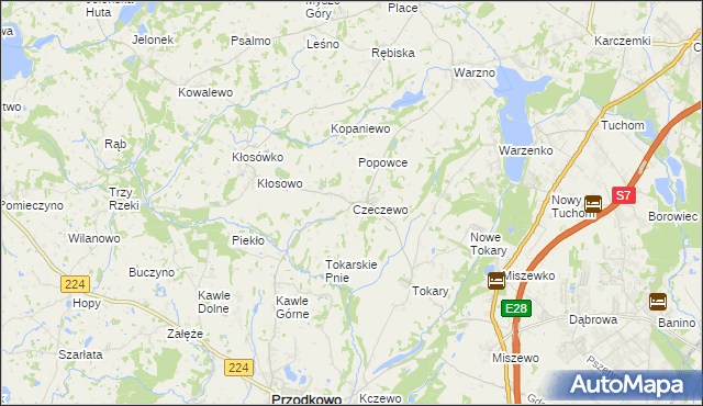 mapa Czeczewo gmina Przodkowo, Czeczewo gmina Przodkowo na mapie Targeo