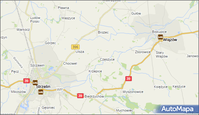 mapa Częszyce, Częszyce na mapie Targeo