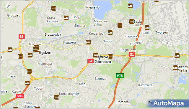 mapa Dąbrowa Górnicza, Dąbrowa Górnicza na mapie Targeo
