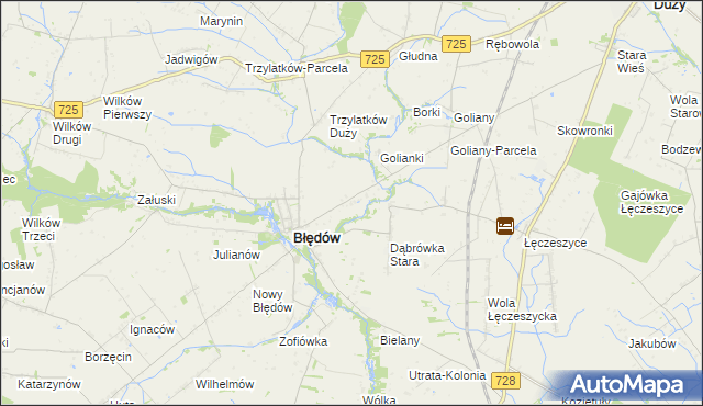 mapa Dąbrówka Nowa gmina Błędów, Dąbrówka Nowa gmina Błędów na mapie Targeo
