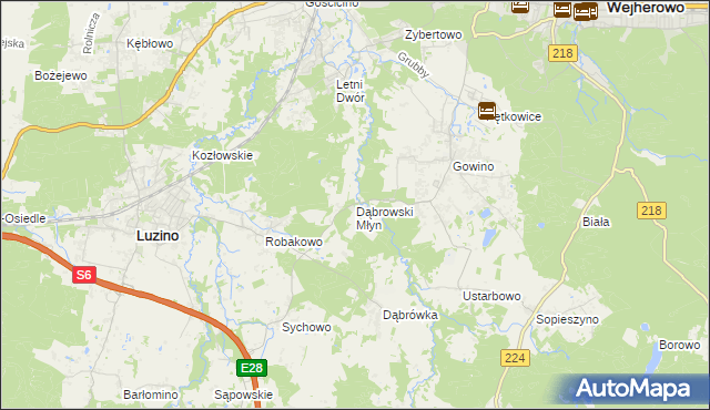 mapa Dąbrowski Młyn, Dąbrowski Młyn na mapie Targeo