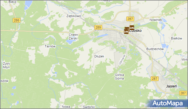 mapa Dłużek gmina Lubsko, Dłużek gmina Lubsko na mapie Targeo