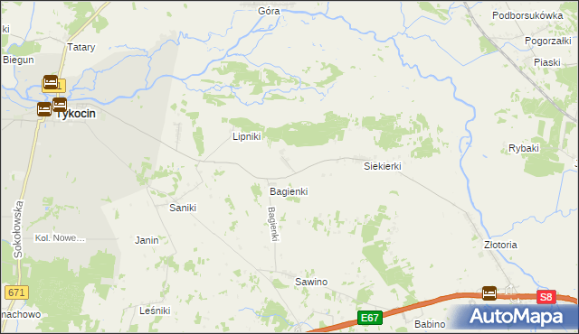 mapa Dobki gmina Tykocin, Dobki gmina Tykocin na mapie Targeo