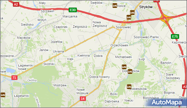 mapa Dobra gmina Stryków, Dobra gmina Stryków na mapie Targeo