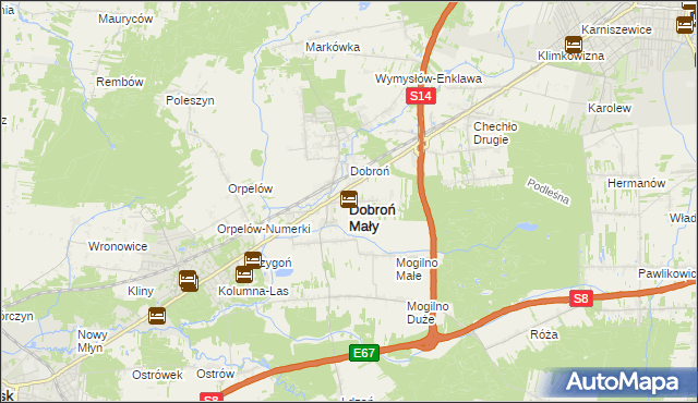 mapa Dobroń Mały, Dobroń Mały na mapie Targeo