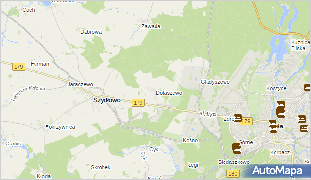 mapa Dolaszewo, Dolaszewo na mapie Targeo