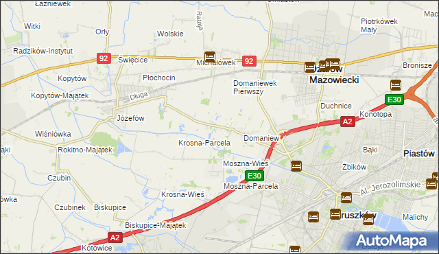 mapa Domaniewek gmina Brwinów, Domaniewek gmina Brwinów na mapie Targeo