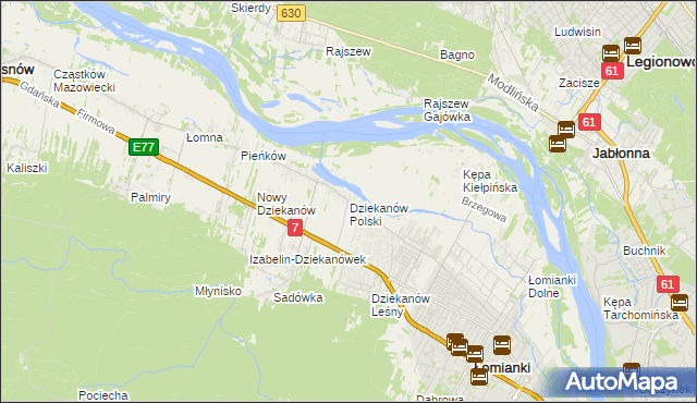 mapa Dziekanów Polski, Dziekanów Polski na mapie Targeo