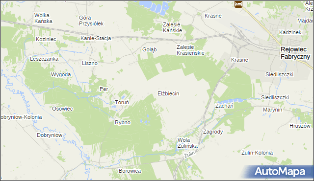 mapa Elżbiecin gmina Rejowiec, Elżbiecin gmina Rejowiec na mapie Targeo