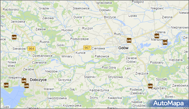 mapa Fałkowice gmina Gdów, Fałkowice gmina Gdów na mapie Targeo