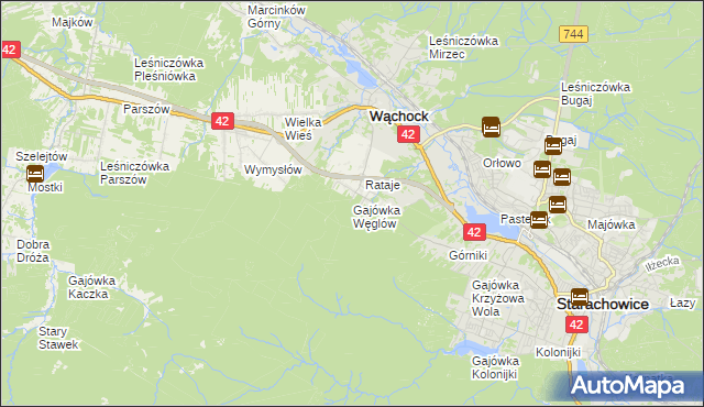 mapa Gajówka Węglów, Gajówka Węglów na mapie Targeo