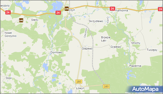 mapa Głażewo gmina Międzychód, Głażewo gmina Międzychód na mapie Targeo