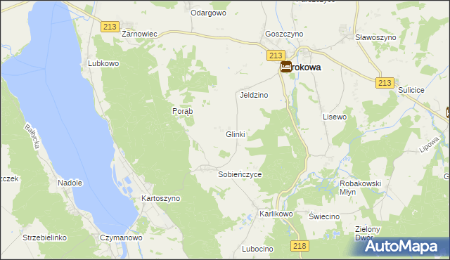 mapa Glinki gmina Krokowa, Glinki gmina Krokowa na mapie Targeo