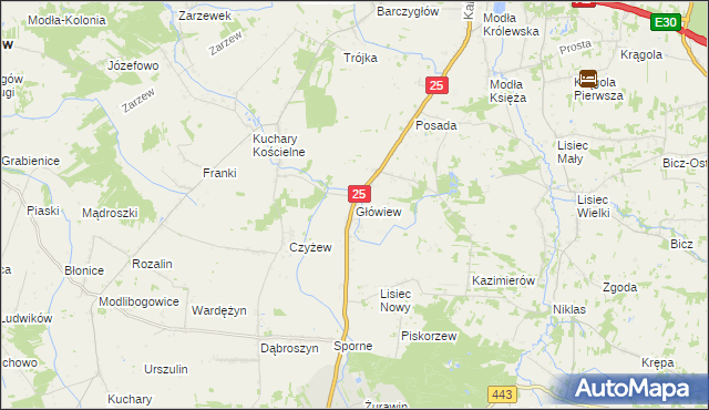 mapa Główiew, Główiew na mapie Targeo