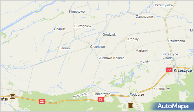 mapa Głuchowo-Kolonia, Głuchowo-Kolonia na mapie Targeo