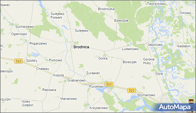 mapa Górka gmina Brodnica, Górka gmina Brodnica na mapie Targeo