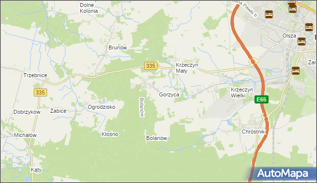 mapa Gorzyca gmina Lubin, Gorzyca gmina Lubin na mapie Targeo