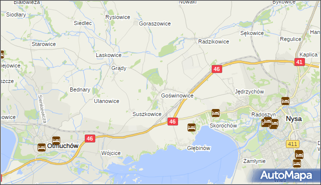 mapa Goświnowice, Goświnowice na mapie Targeo