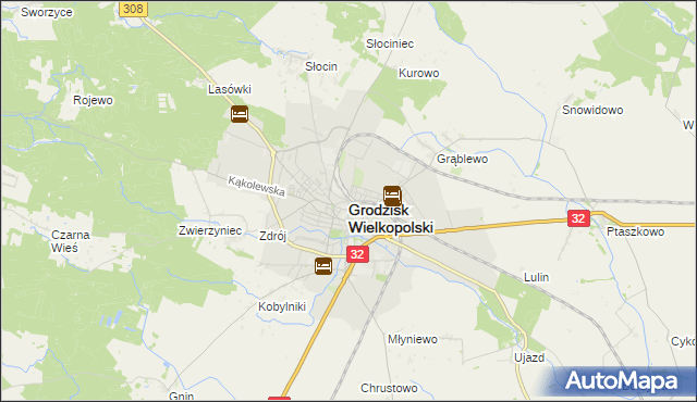 mapa Grodzisk Wielkopolski, Grodzisk Wielkopolski na mapie Targeo