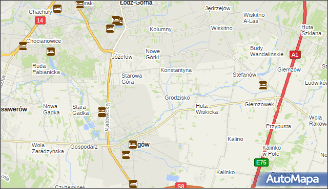 mapa Grodzisko gmina Rzgów, Grodzisko gmina Rzgów na mapie Targeo