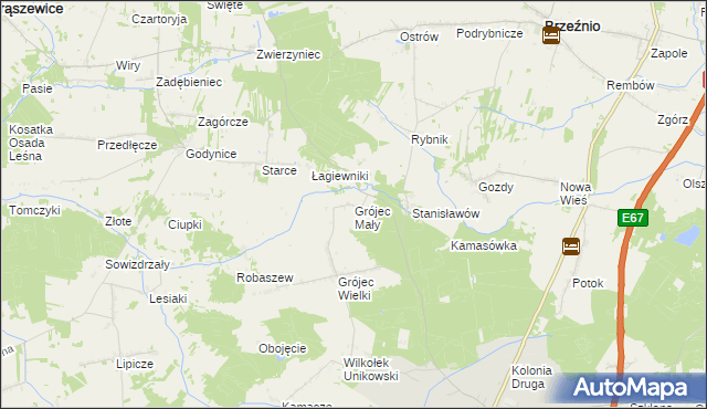 mapa Grójec Mały gmina Złoczew, Grójec Mały gmina Złoczew na mapie Targeo
