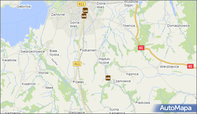 mapa Hajduki Nyskie, Hajduki Nyskie na mapie Targeo