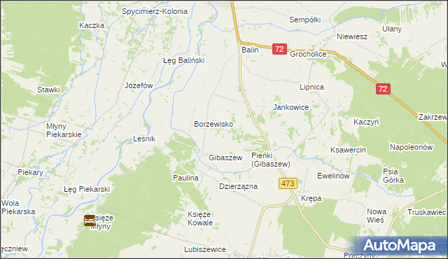 mapa Izabela gmina Poddębice, Izabela gmina Poddębice na mapie Targeo