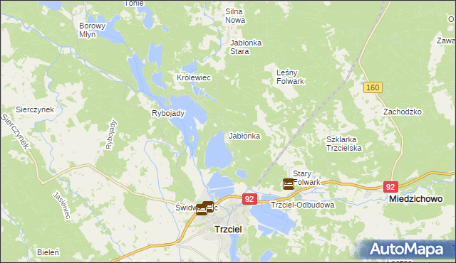 mapa Jabłonka gmina Trzciel, Jabłonka gmina Trzciel na mapie Targeo