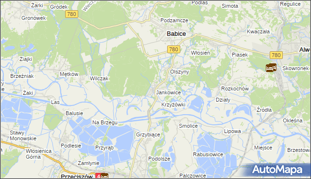 mapa Jankowice gmina Babice, Jankowice gmina Babice na mapie Targeo