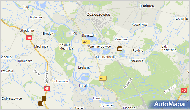 mapa Januszkowice gmina Zdzieszowice, Januszkowice gmina Zdzieszowice na mapie Targeo