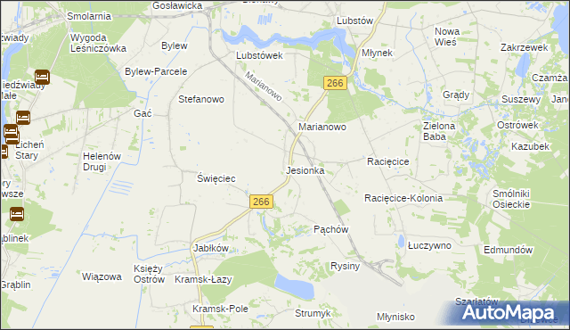 mapa Jesionka gmina Sompolno, Jesionka gmina Sompolno na mapie Targeo