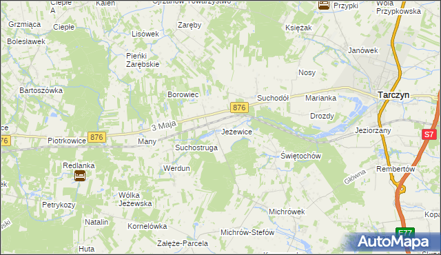 mapa Jeżewice gmina Tarczyn, Jeżewice gmina Tarczyn na mapie Targeo