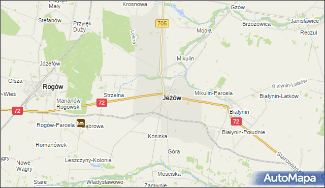 mapa Jeżów powiat brzeziński, Jeżów powiat brzeziński na mapie Targeo
