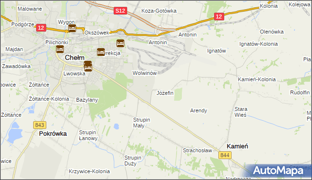 mapa Józefin gmina Kamień, Józefin gmina Kamień na mapie Targeo