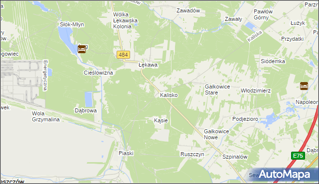 mapa Kalisko gmina Bełchatów, Kalisko gmina Bełchatów na mapie Targeo