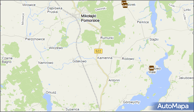 mapa Kamienna gmina Prabuty, Kamienna gmina Prabuty na mapie Targeo