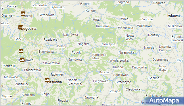 mapa Kamionka Mała gmina Laskowa, Kamionka Mała gmina Laskowa na mapie Targeo