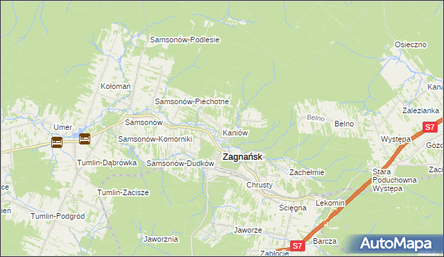 mapa Kaniów gmina Zagnańsk, Kaniów gmina Zagnańsk na mapie Targeo