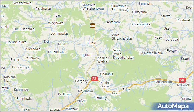 mapa Kasina Wielka, Kasina Wielka na mapie Targeo