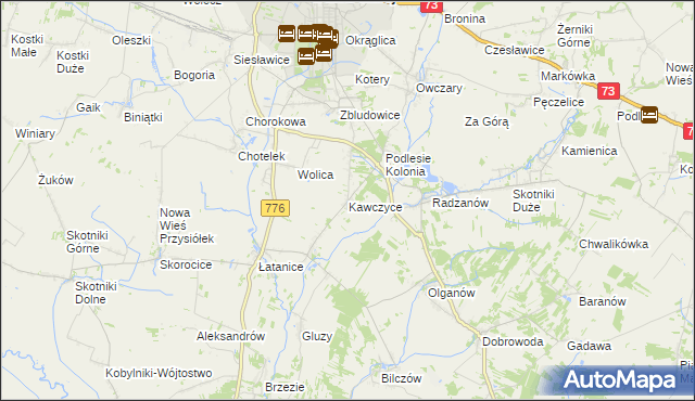 mapa Kawczyce, Kawczyce na mapie Targeo