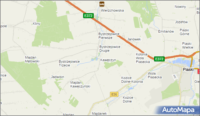 mapa Kawęczyn gmina Piaski, Kawęczyn gmina Piaski na mapie Targeo