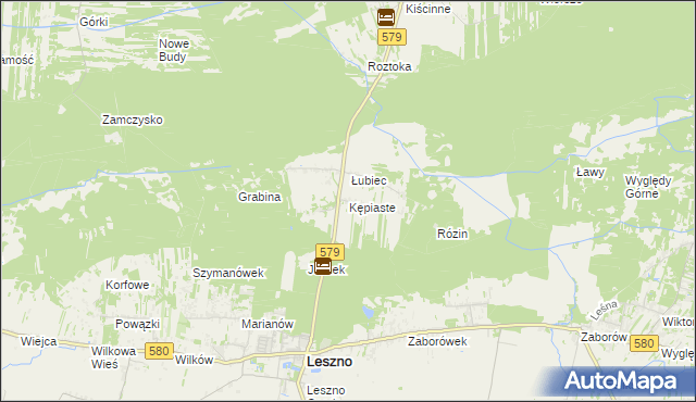 mapa Kępiaste gmina Leszno, Kępiaste gmina Leszno na mapie Targeo