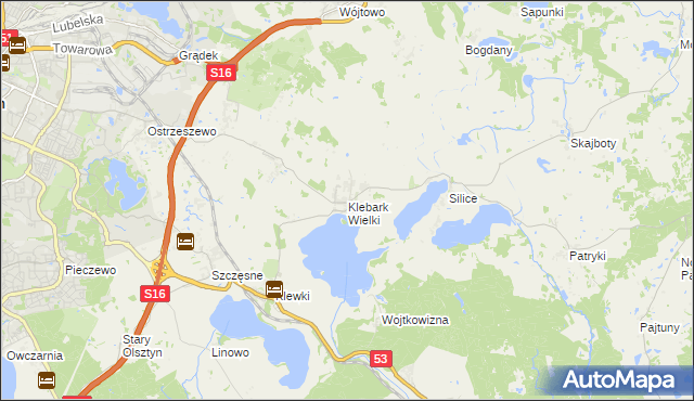 mapa Klebark Wielki, Klebark Wielki na mapie Targeo