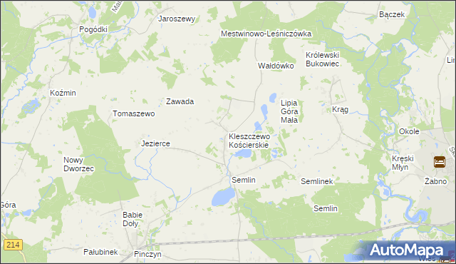 mapa Kleszczewo Kościerskie, Kleszczewo Kościerskie na mapie Targeo