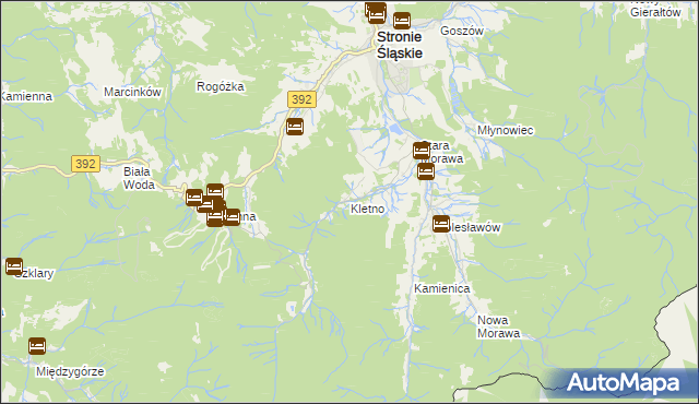 mapa Kletno, Kletno na mapie Targeo