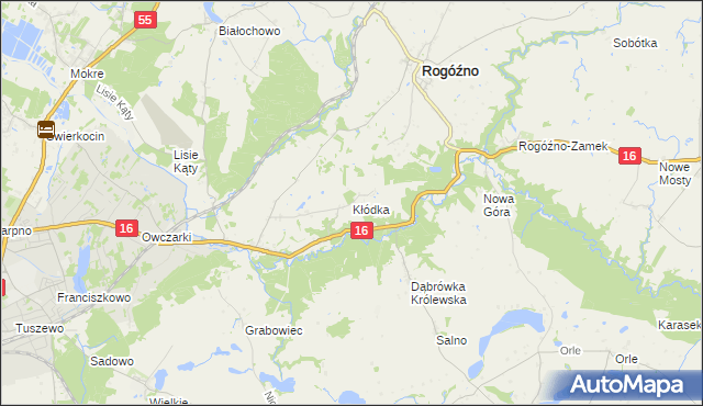 mapa Kłódka gmina Rogóźno, Kłódka gmina Rogóźno na mapie Targeo