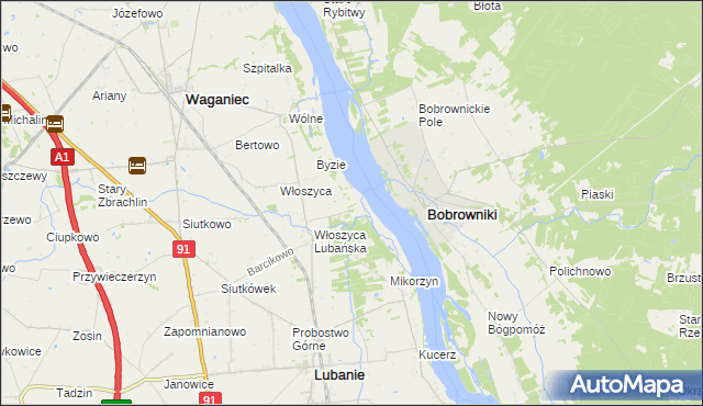 mapa Kocia Górka gmina Lubanie, Kocia Górka gmina Lubanie na mapie Targeo