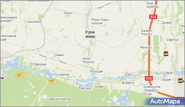 mapa Kolonia Potok Wielki, Kolonia Potok Wielki na mapie Targeo