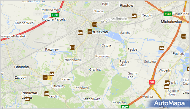 mapa Komorów gmina Michałowice, Komorów gmina Michałowice na mapie Targeo