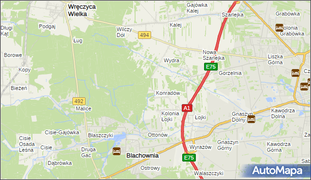 mapa Konradów gmina Blachownia, Konradów gmina Blachownia na mapie Targeo